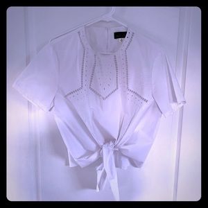 Blue Rain tie front Blouse